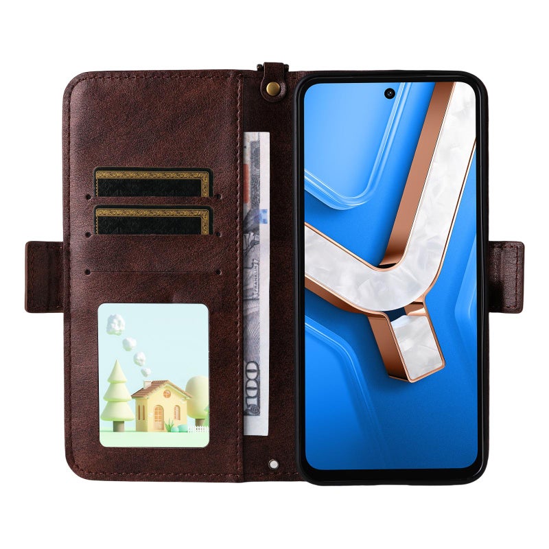 إيروريكس جراب هاتف من جلد البقر متعدد الفتحات لهاتف vivo Y29 4G Global (بني) - Image 4