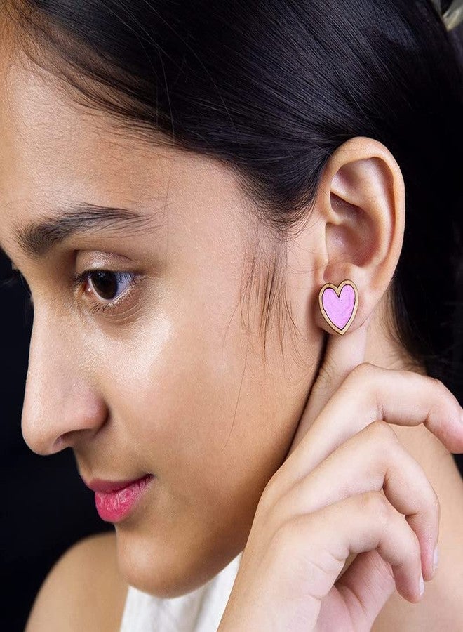 ORENAME Wooden Stud Earrings 1 Pair Set Handmade Wooden Earrings with Ear Backs for Women and Girls Different Shapes and Colors for Girls and Women(Style-1) - Image 4