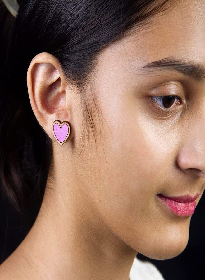 ORENAME Wooden Stud Earrings 1 Pair Set Handmade Wooden Earrings with Ear Backs for Women and Girls Different Shapes and Colors for Girls and Women(Style-1) - Image 2