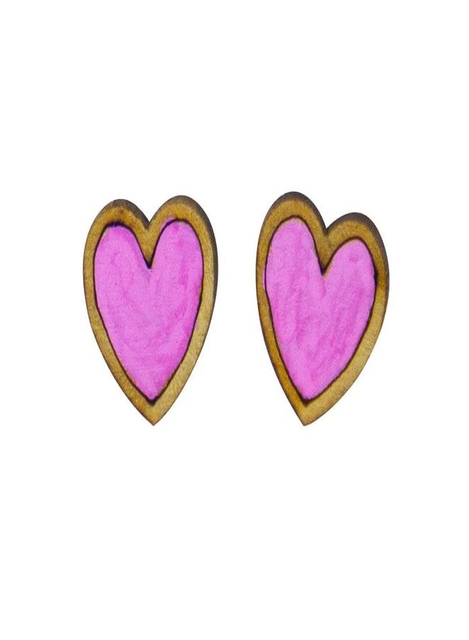ORENAME Wooden Stud Earrings 1 Pair Set Handmade Wooden Earrings with Ear Backs for Women and Girls Different Shapes and Colors for Girls and Women(Style-1) - Image 1