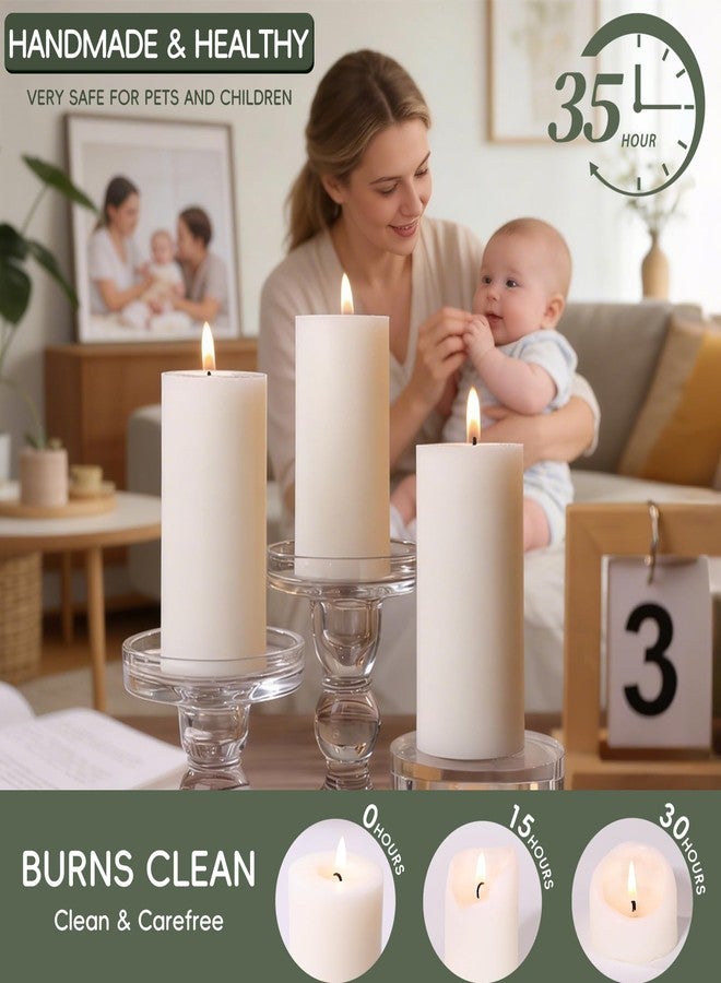 TRIRITE 6 Pack White Soy Pillar Candles, 210 Hours Handmade Unscented Pillar Candles Natural Soybean Candle for Home, Wedding, Smokeless & Dripless, Party, Spas, Dinner-2x4in - Image 5