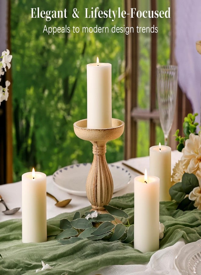 TRIRITE 6 Pack White Soy Pillar Candles, 210 Hours Handmade Unscented Pillar Candles Natural Soybean Candle for Home, Wedding, Smokeless & Dripless, Party, Spas, Dinner-2x4in - Image 2