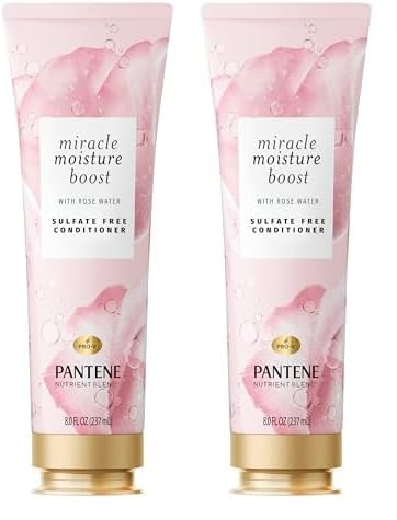 Pantene بلسم بانتين نوتريانت بليندز معجزة تعزيز الرطوبة بماء الورد للشعر الجاف خالي من الكبريتات 8 أونصة سائلة عبوة من 2