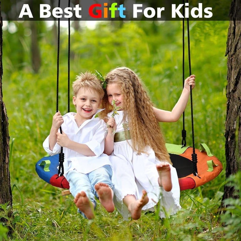 HeyZoo Tree Swing, Saucer Flying Swing 40 Inch for Kids, 900lbs Weight Capacity, with Adjustable Hanging Straps, Swing Sets for Backyard, Waterproof 900D Oxford, for Outdoor Playground, Multicolor - Image 5