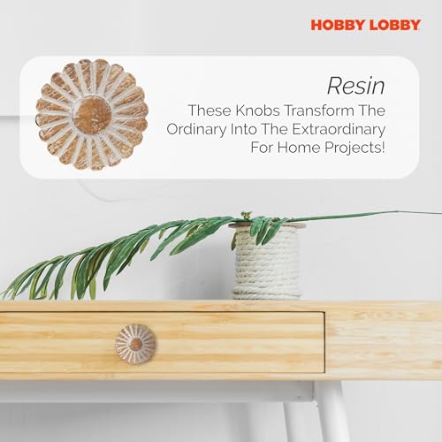 Hobby Lobby Whitewash Carved Flower Knob Premium Decorative Knobs for Cabinets and Drawers Novelty Furniture Knobs and Pulls for DIY Hardware Crafts Vanity Dresser Hardware for Home Decor Set of 2 - Image 3