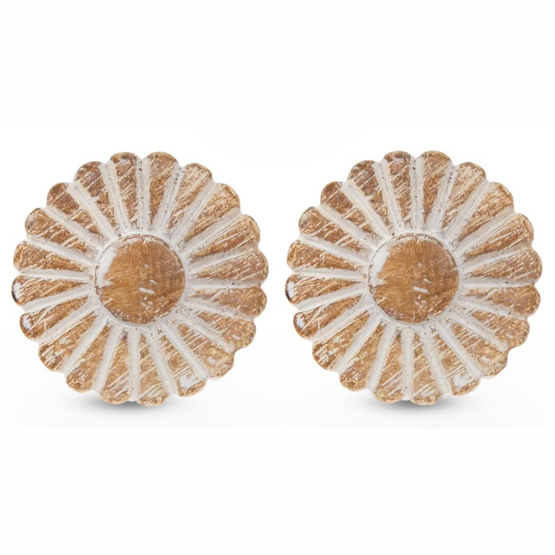 Hobby Lobby Whitewash Carved Flower Knob Premium Decorative Knobs for Cabinets and Drawers Novelty Furniture Knobs and Pulls for DIY Hardware Crafts Vanity Dresser Hardware for Home Decor Set of 2 - Image 2