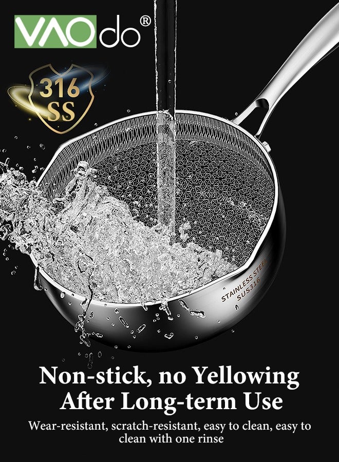 VAOdo Nonstick Saucepan with Lid 316 Stainless Steel Multipurpose Pot Common to All Stoves Dishwasher Safe Extended Handle Fry Pan 20 CM - Image 3