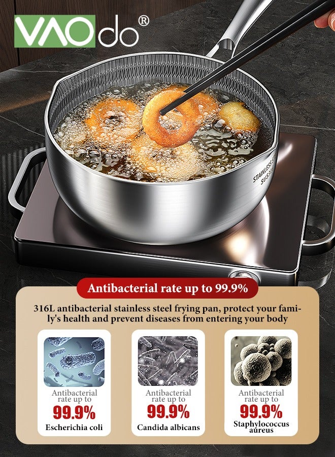 VAOdo Nonstick Saucepan with Lid 316 Stainless Steel Multipurpose Pot Common to All Stoves Dishwasher Safe Extended Handle Fry Pan 20 CM - Image 5