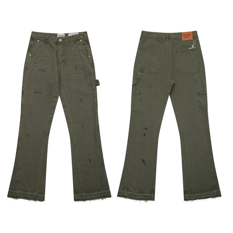Gallery Dept New Washed Micro-Stitched Jeans Vintage Trousers High Street Splash Ink Casual - Image 4