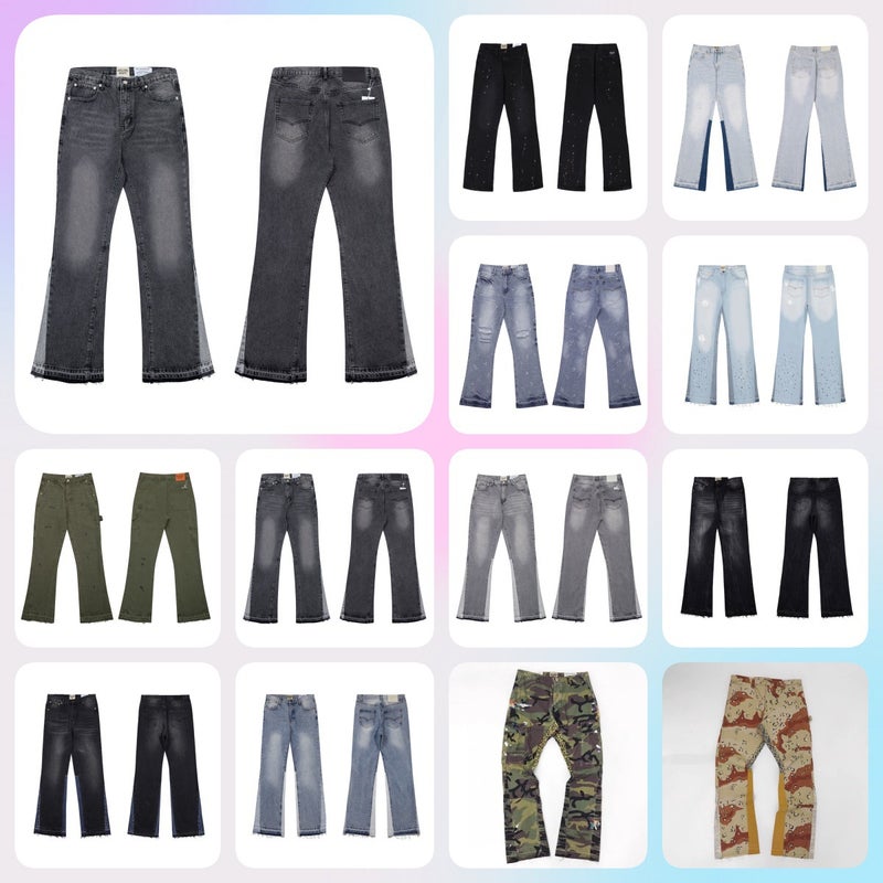 Gallery Dept New Washed Micro-Stitched Jeans Vintage Trousers High Street Splash Ink Casual - Image 2