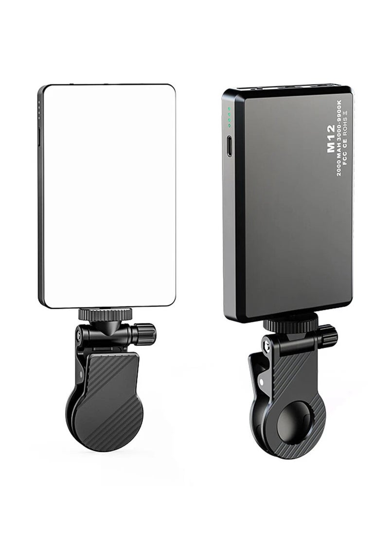 Generic M12 Rechargeable Square Photography Phone Clip LED Fill Light Streaming Makeup Webcam Lighting Zoom Call Pocket Video Light  - Image 1