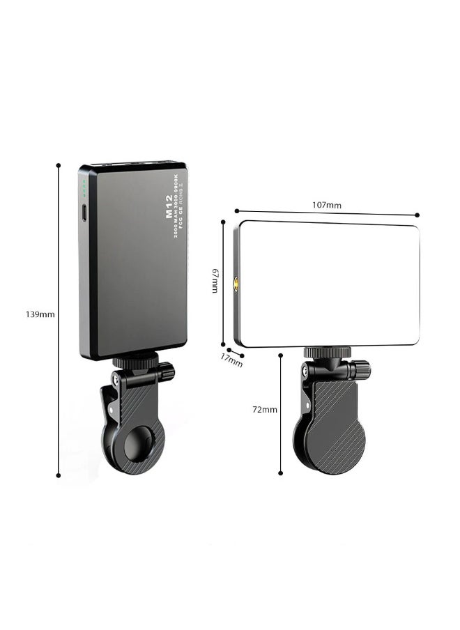 Generic M12 Rechargeable Square Photography Phone Clip LED Fill Light Streaming Makeup Webcam Lighting Zoom Call Pocket Video Light  - Image 2