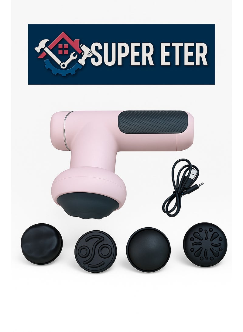 سوبر  ايتير جهاز تدليك عميق من SUPER ETER – 5 رؤوس علاجية – وردي / أسود – موديل 10006383 – قدرة 30 واط – شحن Type-C - Image 2