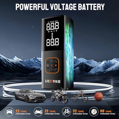 Licorne Tire Inflator Portable Air Compressor, 5X Faster Portable Air Pump for Car Tires with Powerful Battery, 180PSI Cordless Air Pump with Digital Pressure Gauge for Cars, Bike & Motorcycle Tires, Ball - Image 4