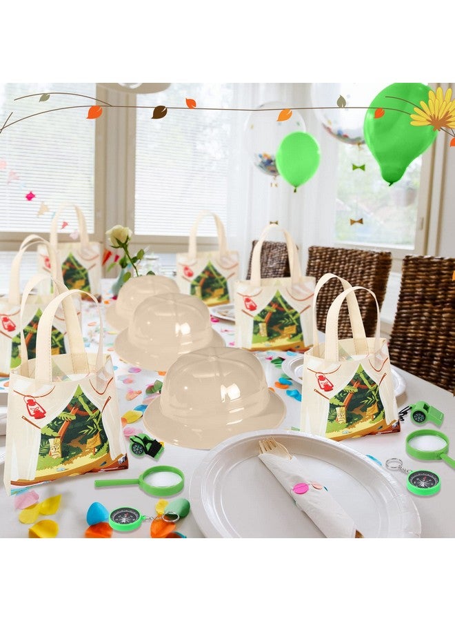 Haysandy 48 Pcs Kids Explorer Costume Set Safari Vests Hats Outfits Tote Bag Compass Whistle Magnifying Glass for Jungle Zoo Rainforest Adventurers Party