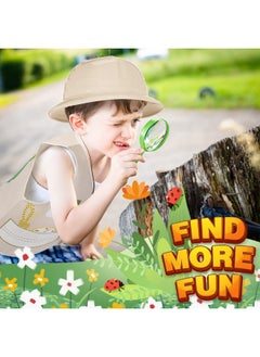 Haysandy Haysandy 48 Pcs Kids Explorer Costume Set Safari Vests Hats Outfits Tote Bag Compass Whistle Magnifying Glass for Jungle Zoo Rainforest Adventurers Party  - Image 3
