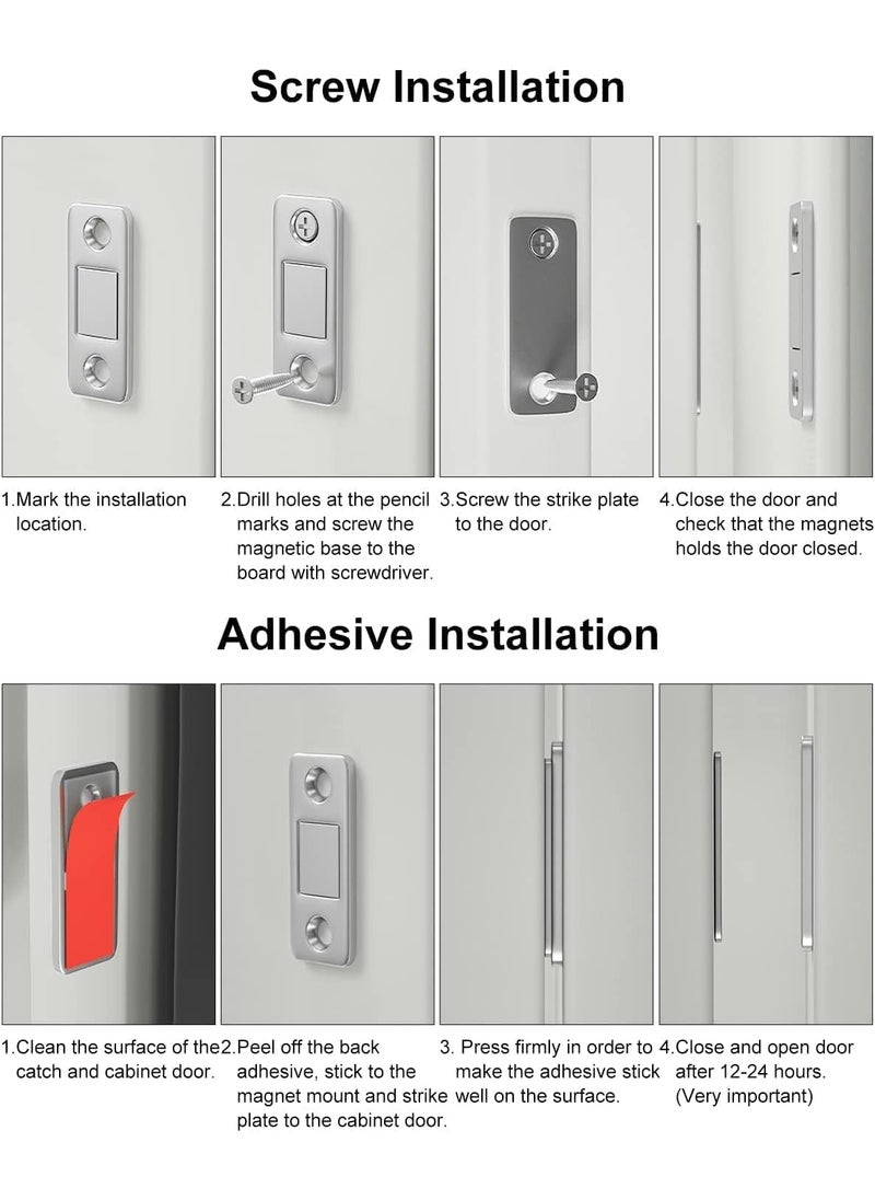 JICOOT JICOOT 4Pack Magnetic Door Catch Ultra Thin Cabinet Magnetic Catch Adhesive Cabinet Door Magnets Drawer Magnets Cabinet Latch Magnetic Closures for Kitchen Closet to Keep Drawer Closed  - Image 5