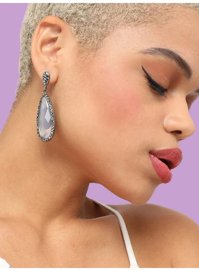 سوهي قرط متدلي من الحجر مصمم للحفلات مطلي بالذهب