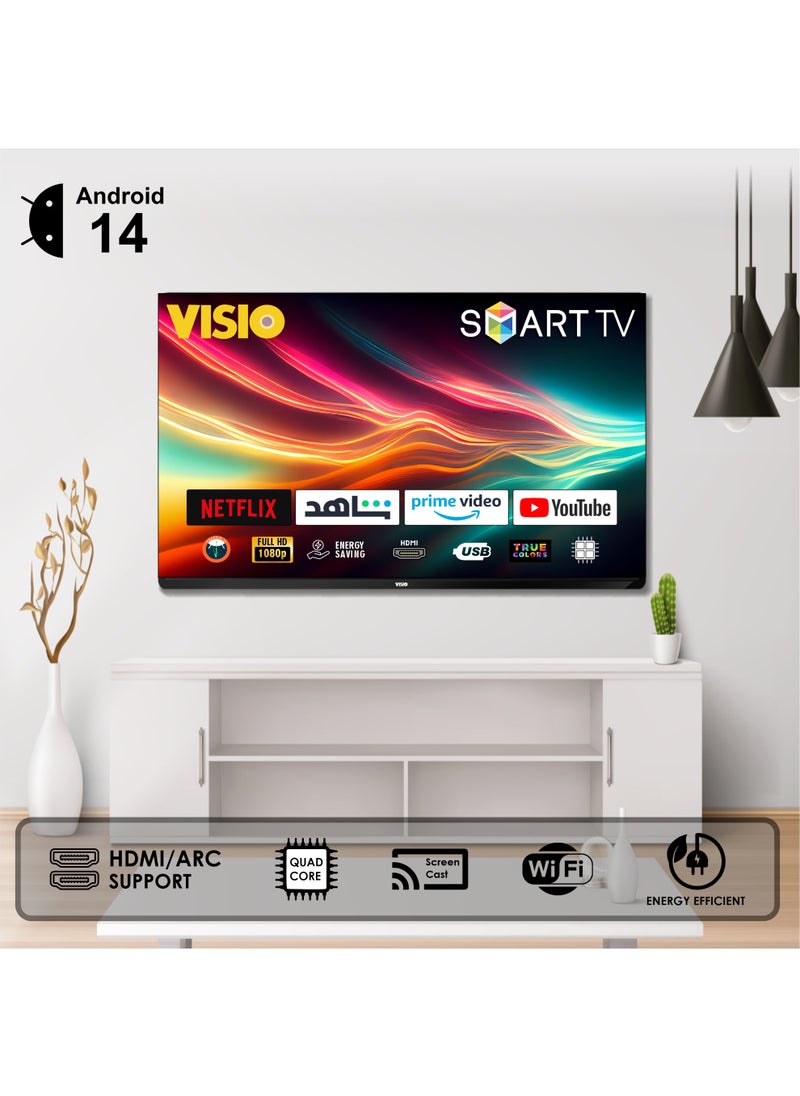 Visio - VISIO 32-Inch Frameless HD Smart Android 14 TV with Built-in Satellite Receiver - Image 1