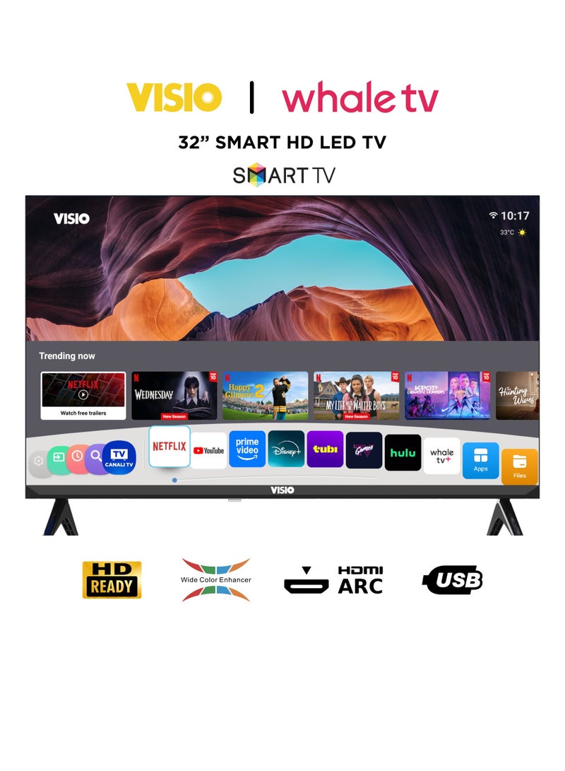 فيسيو تلفزيون فيزيو ذكي 32 بوصة عالي الوضوح، نظام تشغيل ويل، تصميم بدون إطار مع رسيفر مدمج - أسود [32VSS22] - Image 1