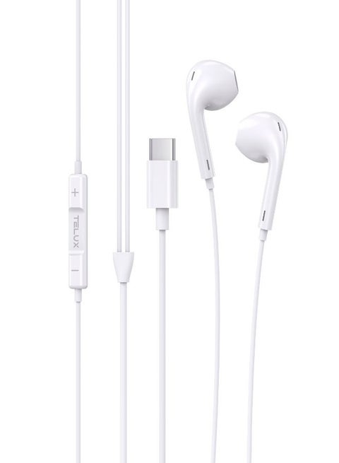 SOUNDLINK USB-C Stereo Earphones, High Bass Wired Earphones with Microphone, In-Line Controls, Comfortable Fit, 14mm Dynamic Drivers, Durable Cable, 1.2m – White
