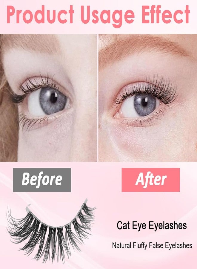MAYCREATE® 7 Pairs False Eyelashes Natural Cat Eye Half Lashes Fluffy Wispy Clear Band 3D Faux Mink Lashes Pack Soft Strips Handmade Soft Fake Eyelashes - Image 5