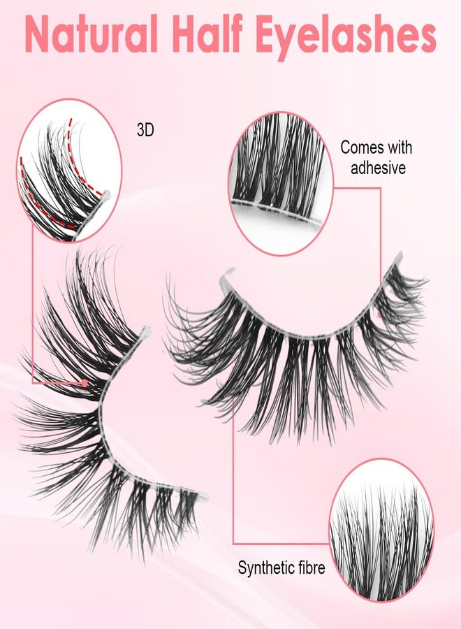 MAYCREATE® 7 Pairs False Eyelashes Natural Cat Eye Half Lashes Fluffy Wispy Clear Band 3D Faux Mink Lashes Pack Soft Strips Handmade Soft Fake Eyelashes - Image 3