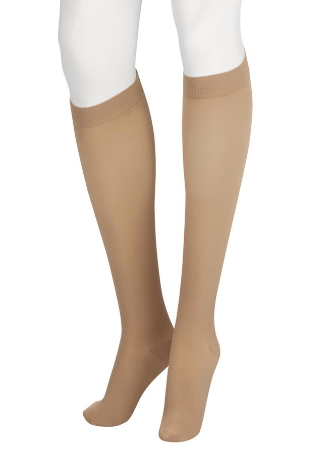 Juzo Soft 2001 Knee-High 20-30 mmHg Closed Toe Compression Stocking with Silicone Top Band for Men & Women, Petite, 1 (I), Beige - Image 1