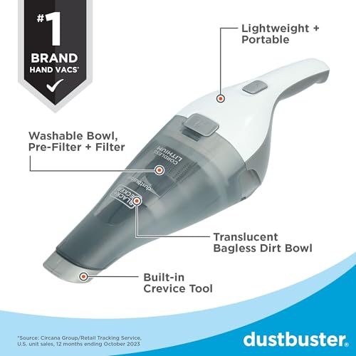 BLACK+DECKER BLACKDECKER dustbuster Cordless Handheld Vacuum Portable Car Vacuum Cordless Rechargeable Wall Mount Strong Suction QuickClean HNVC215B10 - Image 3