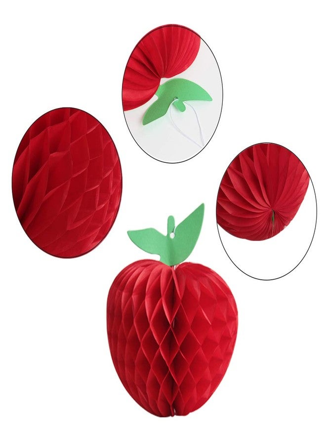 Hapy Shop 12 Pieces Honeycomb Tissue Paper Apple Red Honeycomb Hanging Apple Fruit Decoration for Baby Shower Party,School Garden Room Party Decorations, Red (4 Inch) - Image 3