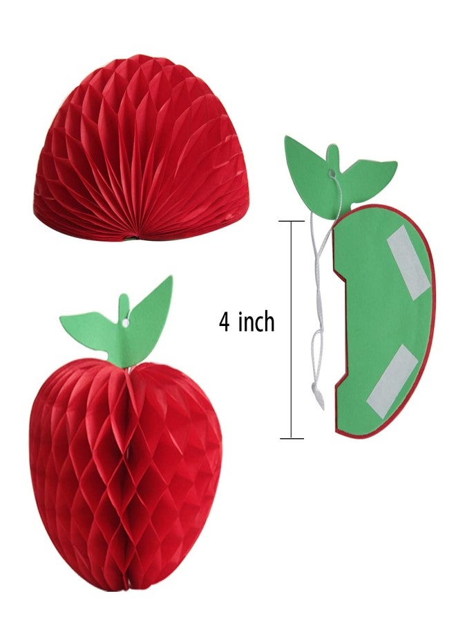 Hapy Shop 12 Pieces Honeycomb Tissue Paper Apple Red Honeycomb Hanging Apple Fruit Decoration for Baby Shower Party,School Garden Room Party Decorations, Red (4 Inch) - Image 2