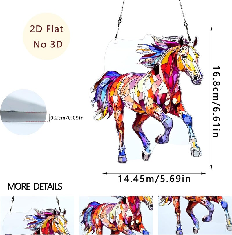 thmnj Horse Ornaments Colorful Window Hanging Decorations Home Wall Decor for Indoor Outdoor - Image 2