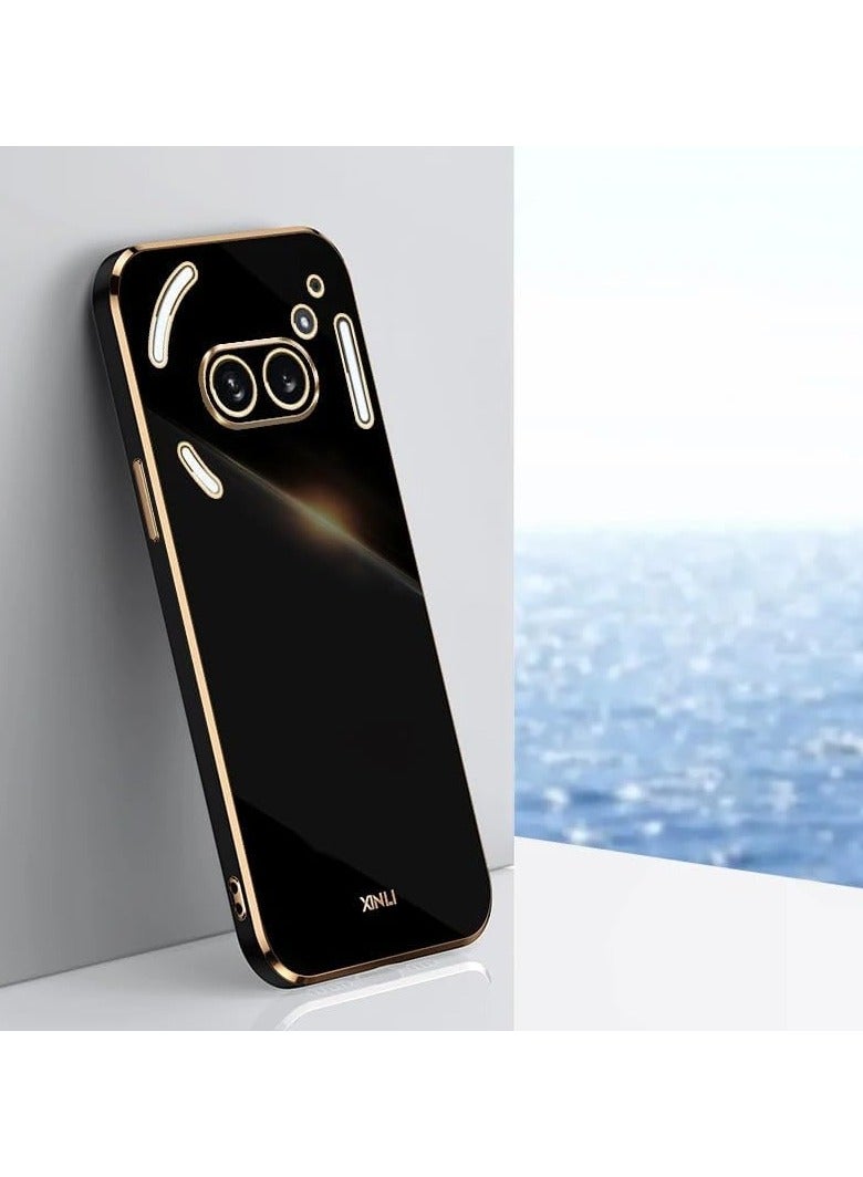 غطاء متوافق مع هاتف Nothing Phone (2a) Plus 5G، غلاف هاتف مرن من TPU مع إطار مغطى بطبقة معدنية، يوفر حماية فائقة النحافة مع حاجز مضاد للصدمات. - Image 1