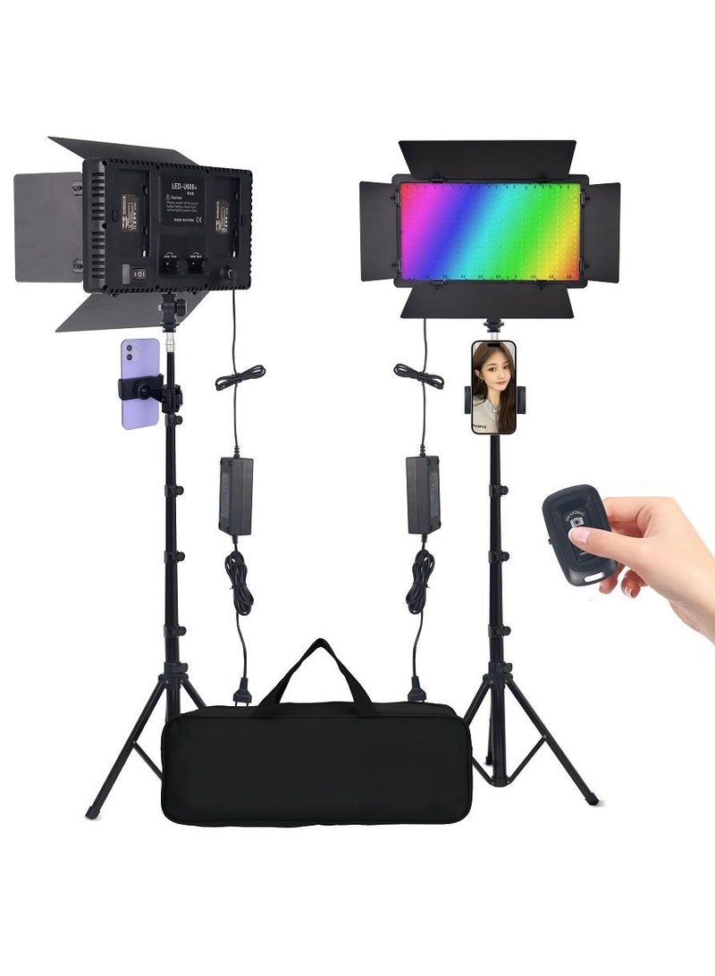 XiuWoo RGB LED Video Light With 1.6m Stand Kit, 360° Full Color, 40W Dimmable  Color Studio Panel Lights for Gaming Streaming  Photography - Image 1