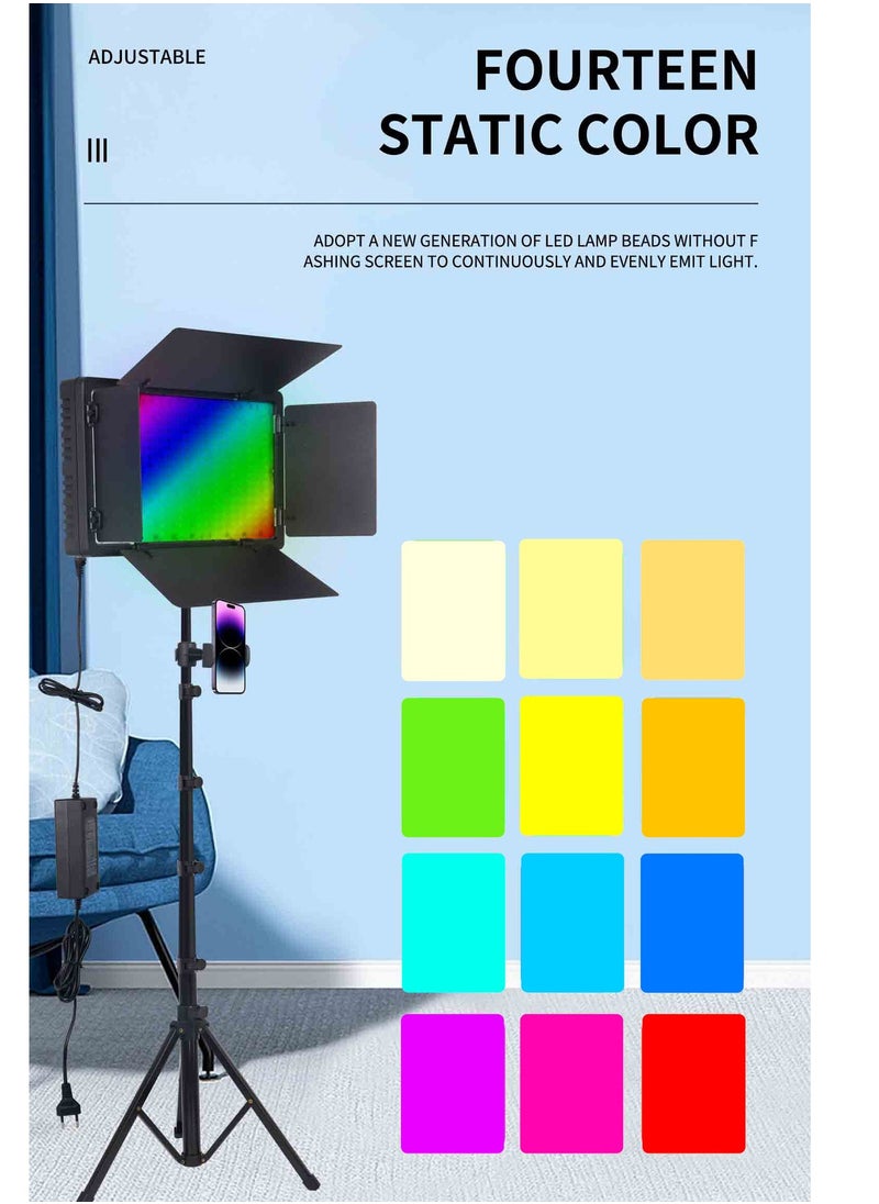 XiuWoo - RGB LED Video Light With 1.6m Stand Kit, 360° Full Color, 40W Dimmable  Color Studio Panel Lights for Gaming Streaming  Photography - Image 1
