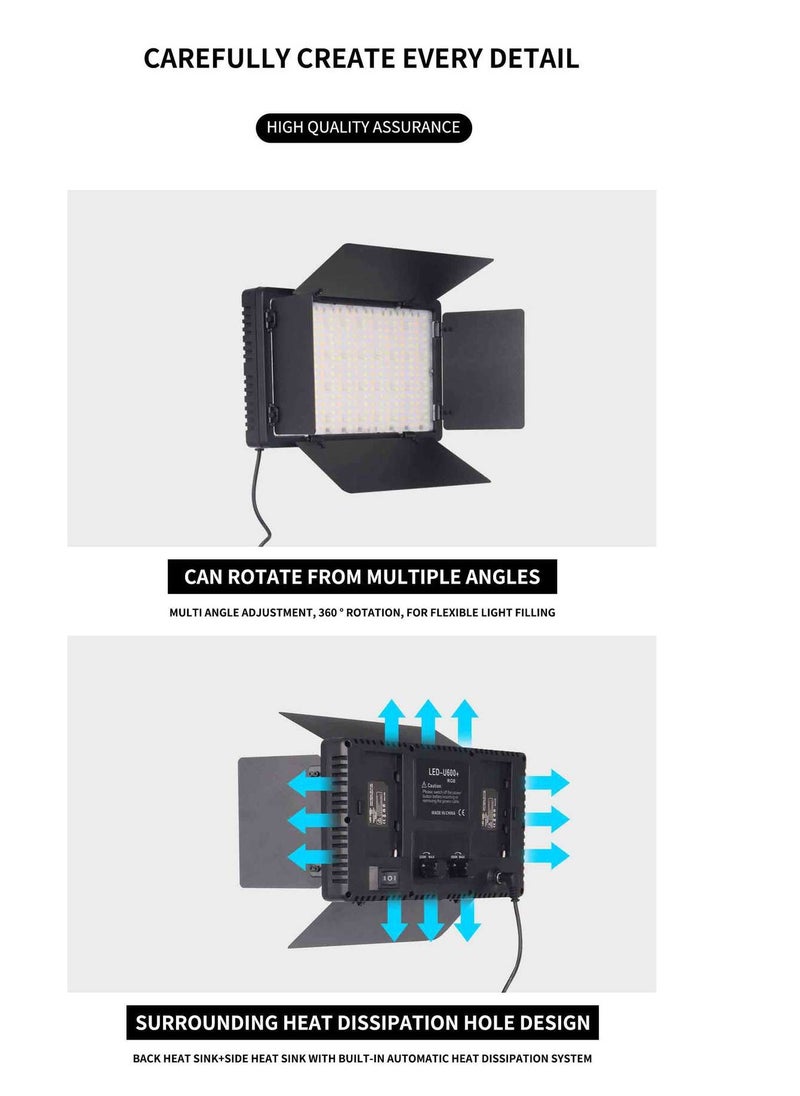XiuWoo - RGB LED Video Light With 1.6m Stand Kit, 360° Full Color, 40W Dimmable  Color Studio Panel Lights for Gaming Streaming  Photography - Image 1