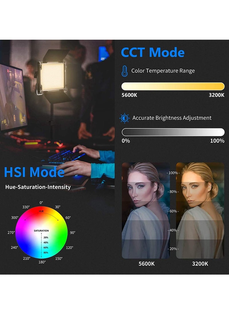 XiuWoo - RGB LED Video Light With 1.6m Stand Kit, 360° Full Color, 40W Dimmable  Color Studio Panel Lights for Gaming Streaming  Photography - Image 1