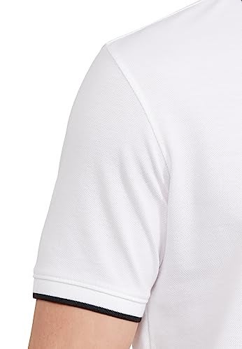 Peter England Men's Snug Fit Solid Polo T-Shirt with Coloured Collar Tipping| Cotton Rich| Premium Pique Weave White, Small - Image 4