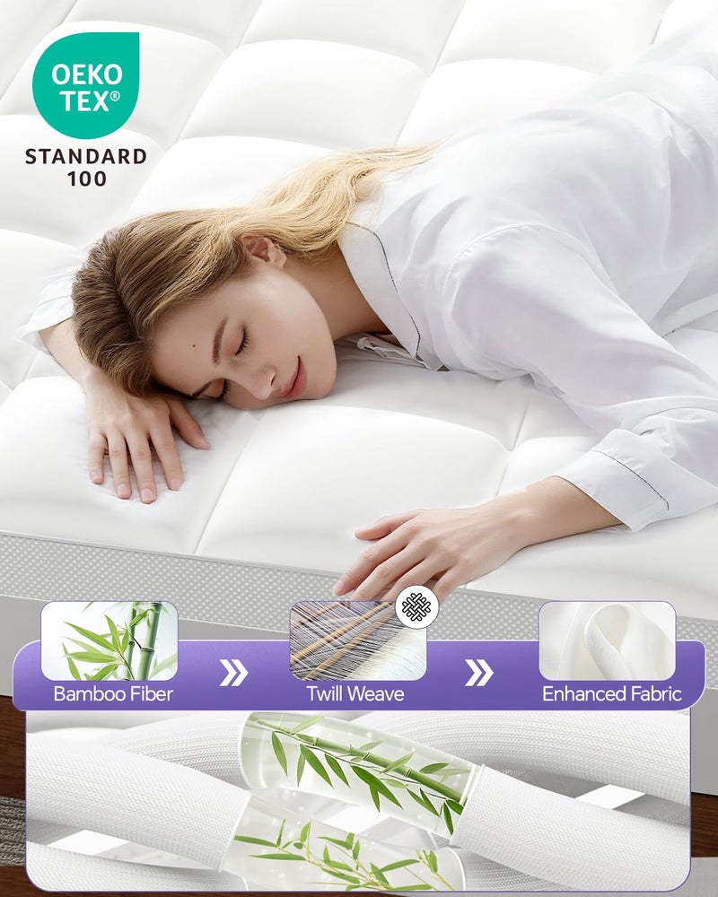 ChiXpace Dual Layer 5 Inch Memory Foam Mattress Topper Queen - 3 Inch Pillow Top Mattress Pad and 2 Inch Gel Memory Foam, 7-Zone Egg Crate Mattress Topper - Image 5