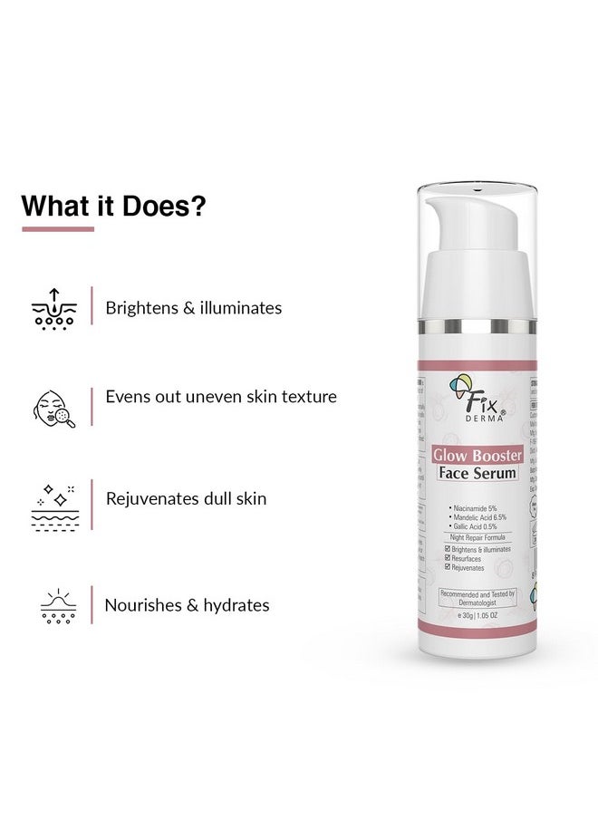 FIXDERMA 5% Niacinamide Serum Glow Booster Face Serum With 6.5% Mandelic Acid & 0.5% Gallic Acid | Skin Brightening Serum | Face Serum For Men & Women - 30G  - Image 3