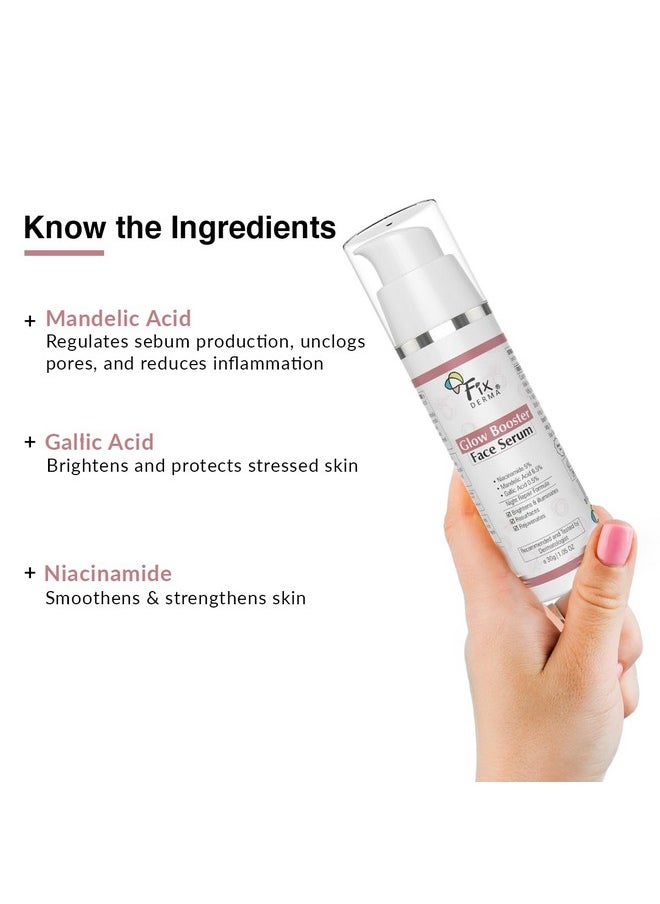 FIXDERMA 5% Niacinamide Serum Glow Booster Face Serum With 6.5% Mandelic Acid & 0.5% Gallic Acid | Skin Brightening Serum | Face Serum For Men & Women - 30G  - Image 5