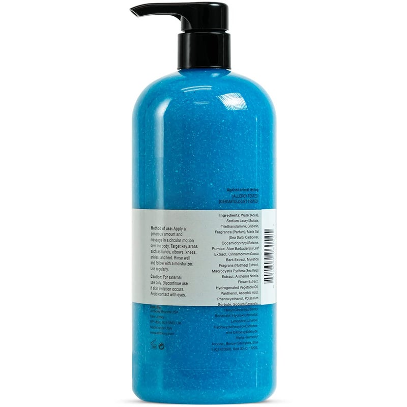 Anthony Exfoliating Body Scrub, Sea Salt, Vitamin C & Aloe Vera, Deep Cleans, Smooths Rough Patches, Soothes & Protects Skin, Hydrating Blue Sea Kelp Body Wash, 32 Fl Oz - Image 5