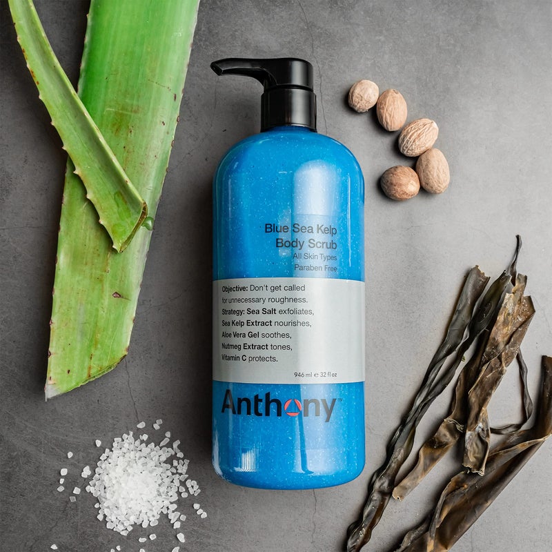 Anthony Exfoliating Body Scrub, Sea Salt, Vitamin C & Aloe Vera, Deep Cleans, Smooths Rough Patches, Soothes & Protects Skin, Hydrating Blue Sea Kelp Body Wash, 32 Fl Oz - Image 4