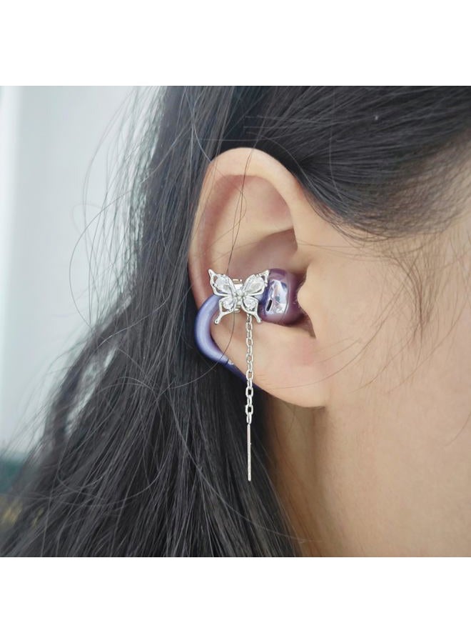 Chooseyo Butterfly Rhinestone for Clip on Earbuds Open Ear Accessories, Elegant Zirconia Decorative Earphone Accessories, Removable Exquisite DIY Decoration - Image 4