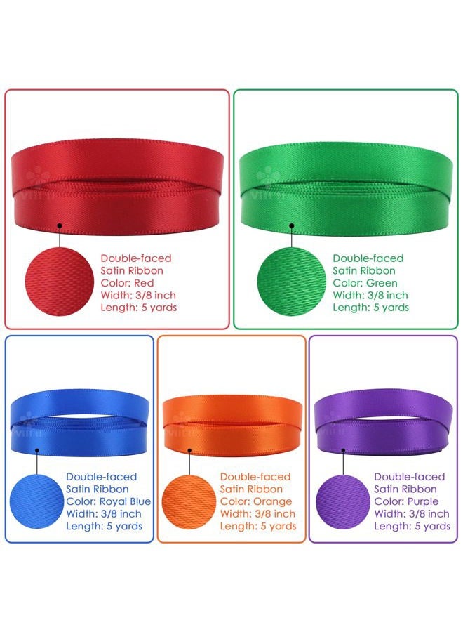Meedee Rainbow Ribbon Solid Color Assortment 10 Colors Double Face Satin Ribbon for Gift Wrapping Happy Birthday Party Decorations, 3/8" X 5 Yard Each Total 50 Yds Per Package - Image 4