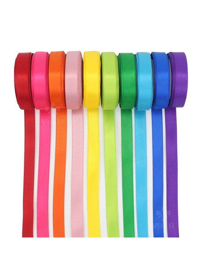 Meedee Rainbow Ribbon Solid Color Assortment 10 Colors Double Face Satin Ribbon for Gift Wrapping Happy Birthday Party Decorations, 3/8" X 5 Yard Each Total 50 Yds Per Package - Image 2