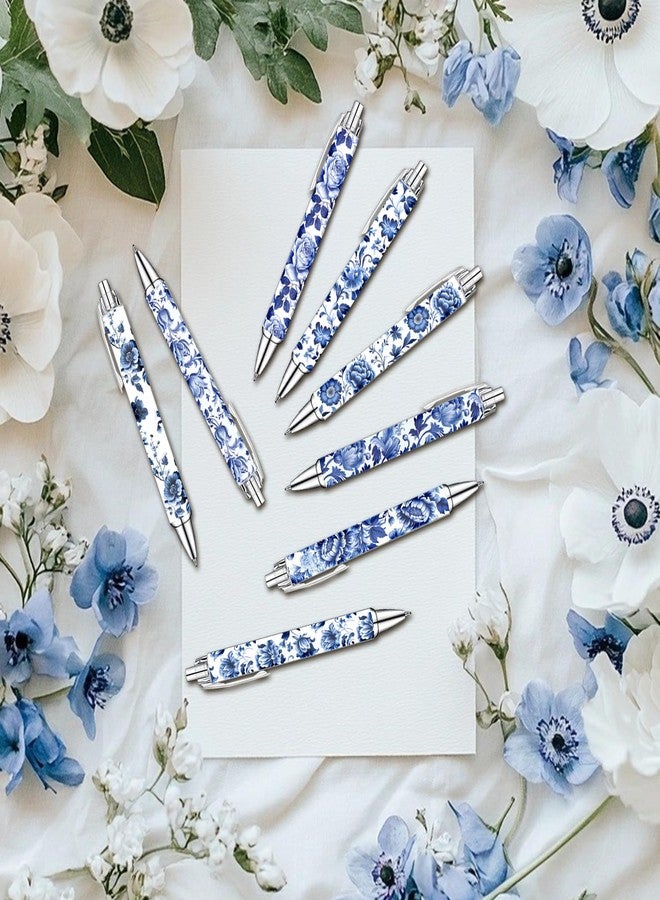 Idealmuzik Blue and White Porcelain Pens Set - Elegant Ceramic-Inspired Writing Pens with Smooth Black Ink - Classic Gift for Students, Teachers, Office Use, Party Favors, Holidays, and Everyday Writing, 8 Pack - Image 4