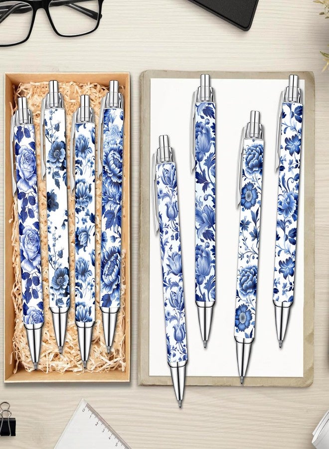 Idealmuzik Blue and White Porcelain Pens Set - Elegant Ceramic-Inspired Writing Pens with Smooth Black Ink - Classic Gift for Students, Teachers, Office Use, Party Favors, Holidays, and Everyday Writing, 8 Pack - Image 3