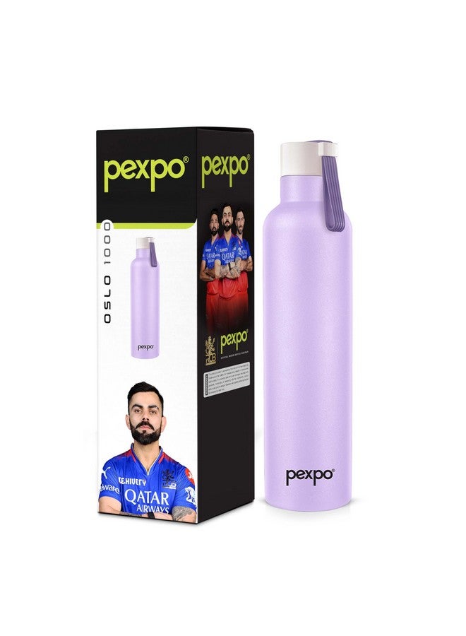 Pexpo Oslo Pro 1000 Hot & Cold Stainless Steel Water Bottle |Thermosteel Flask|Vacuum Insulated |ISI Certified | 980ml, Orchid Purple| Gift for Girls & Boys|Office | Home |Gym| Adults| RCB Edition - Image 1