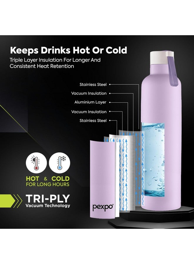 Pexpo Oslo Pro 1000 Hot & Cold Stainless Steel Water Bottle |Thermosteel Flask|Vacuum Insulated |ISI Certified | 980ml, Orchid Purple| Gift for Girls & Boys|Office | Home |Gym| Adults| RCB Edition - Image 3